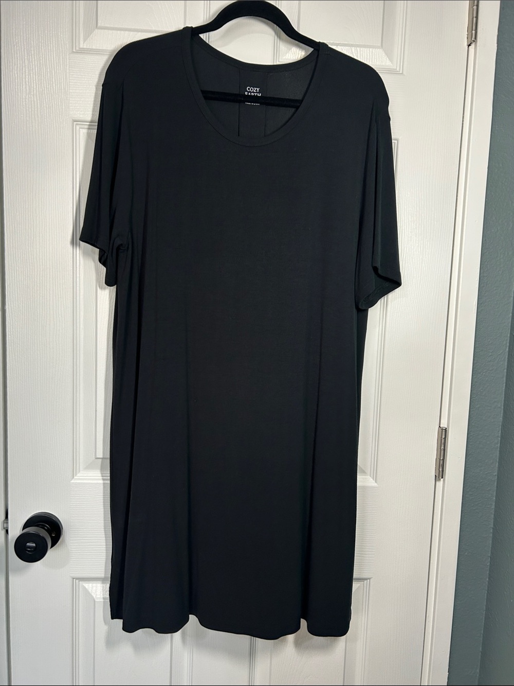 Cozy Earth Black Midi Tee Sleep Dress